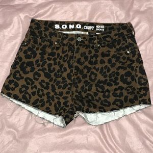 Leopard Print High Waisted Shorts